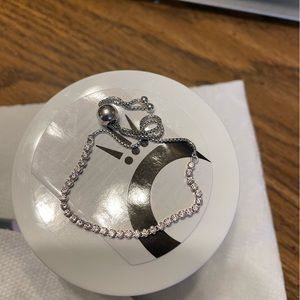 Pandora Bolo Bracelet. Pink CZ stones, medium size